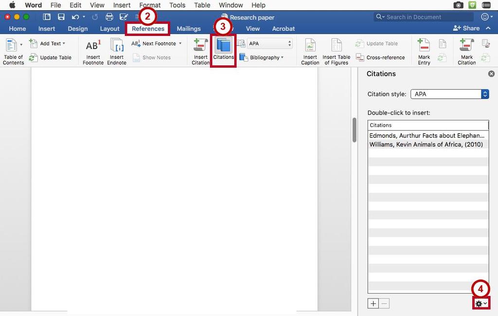 Managing Sources As you continue adding sources to your documents, Word will keep track of your sources.