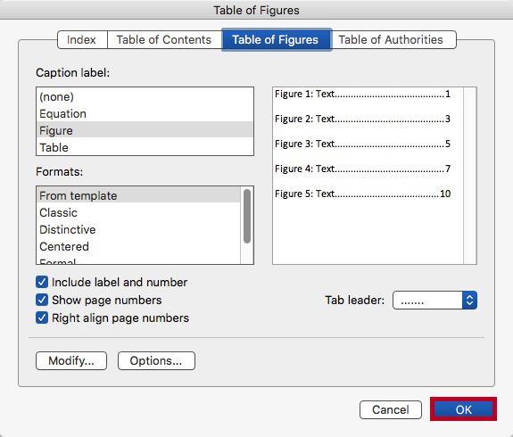 Insert a Table of Figures Similar to Inserting a Table of Contents, using the Insert Table of Figures tool can quickly create a table that contains all of the captions and which page they appear on