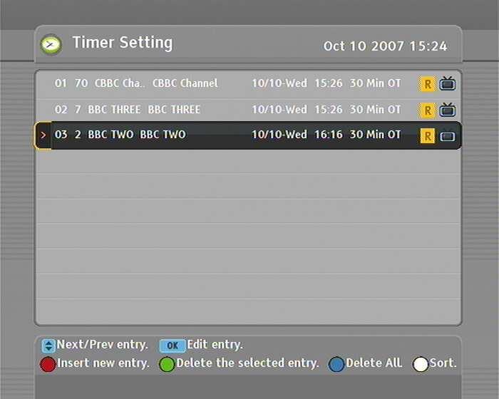 3.3 Scheduled recordings 35 As you can see, the list shows the date, time and duration of the recordings that you ve scheduled, together with the channel number.