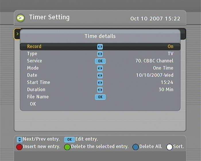 36 Recording and playing TV programmes 3.3.4 Scheduling a recording without using the EPG The programme information that s broadcast with digital TV signals usually covers a week s worth of