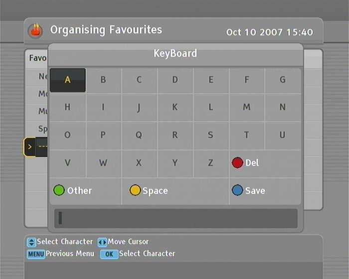 4.3 Organizing channels 53 Use the arrow buttons to select a button on the on-screen keyboard, and then press OK button.