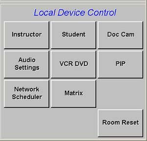 Detailed Device Control Instructor/ Student Cameras Document Camera Audio