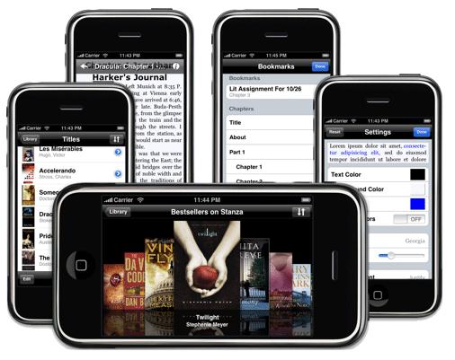 iphone Apps Stanza Kindle for iphone ereader ShortCovers CourseSmart (textbooks) Classics Bookshelf BookZ Libris Eucalyptus
