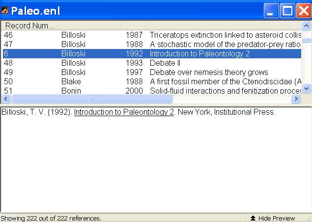(Billoski 1992) Select Cite While You Write in the Tools menu in EndNote and select Insert Selected Citation(s) or hold down the Alt key and press 2.
