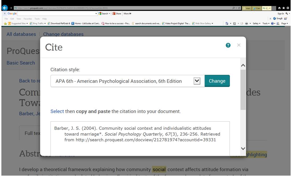 APA Citation help in library E-