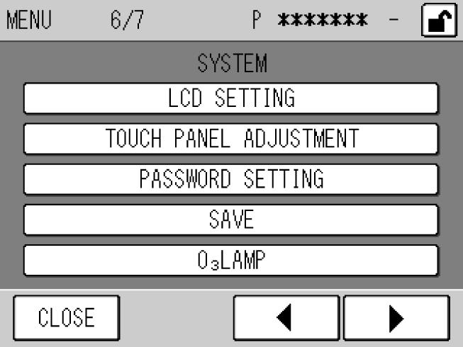 6 FUNCTIONALITIES 6.6 System Menu Fig. 73 MENU/SYSTEM screen The buttons allow you to perform the following operations. [LCD SETTING]: Displays the LCD SETTING screen (Fig. 74 on page 60).