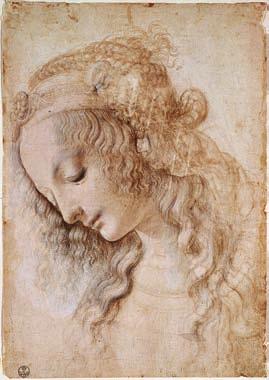 Head of a Woman (1472), Leonardo da Vinci. Inv.: 428E. Gabinetto dei Disegni e delle Stampe, Uffizi, Florence. Scala/Art Resource, New York.