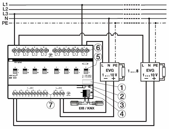 Device technology 2.2 Circuit diagram Fig. 3: Connection schematic of the Switch/Dim Actuators SD/S x.16.