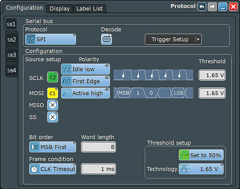 Serial protocols: easy triggering and decoding As an option, the R&S RTE oscilloscopes support triggering and decoding of the protocols for common serial interfaces such as I2C, SPI, CAN and I2S.