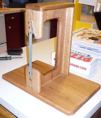 Figure 18 Wooden Hanging Jig # 1 The choice for the connector install was also finalized by creating a prototype and