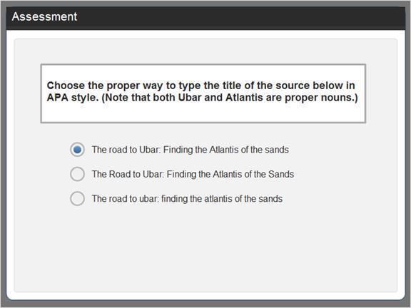 2.3.5 Assessment Now select the proper APA style for the title of the