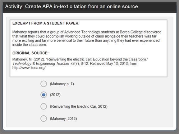 2.4.6 Activity: Create APA in-text citation Let's practice.