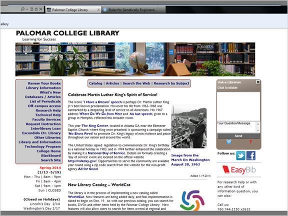 2.5.1 Video: EasyBib From the Palomar College Library homepage, select EasyBib on the right side of the page.