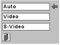 INPUT button Video Computer Computer 2 VIDEO button Video See Note on the bottom of this page. Menu Operation Press the MENU button and the On-Screen Menu will appear.
