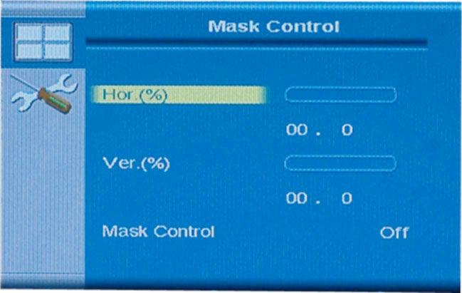 4.3.4.1 Mask Control The mask control menu adjusts the mask settings. The mask settings compensate for the gaps between monitors in the video wall array.