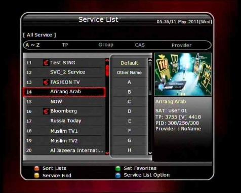 Guide of Functions 1. Selecting a Service To select the desired service (channel), please refer to the instructions below. 1.1 Using CH UP/DOWN buttons You can navigate between services by pressing CH UP/DOWN buttons.
