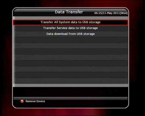 1.4 Data Transfer Transfer all System data to USB storage : If you want to transfer and use BOTH of the current system parameters and service data in the future, this menu will allow you to store all