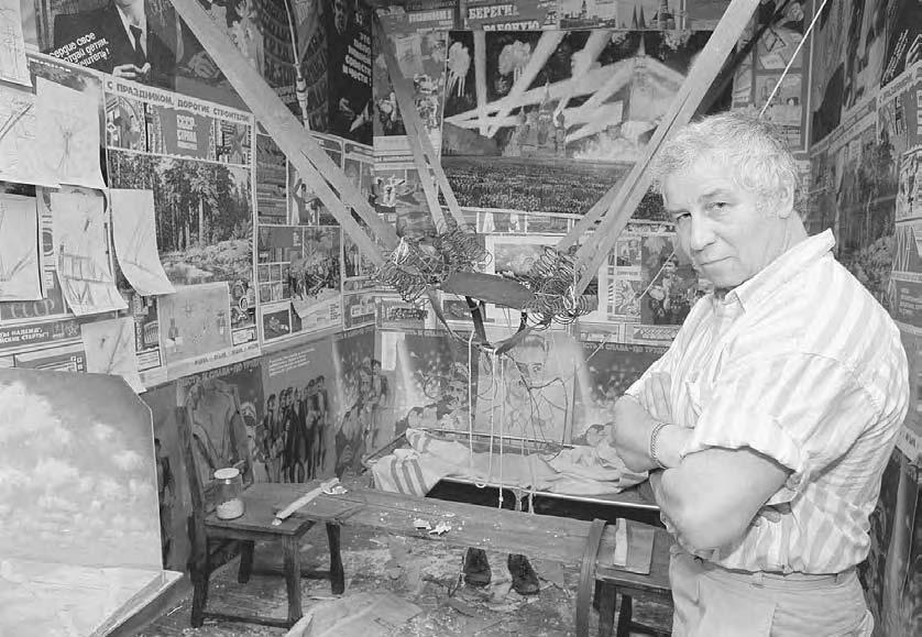 106 POP CULTURE RUSSIA! Artist Ilya Kabakov in one of the ten rooms of his art installation The Man Who Flew into Space at a SoHo art gallery in New York in August 1988.