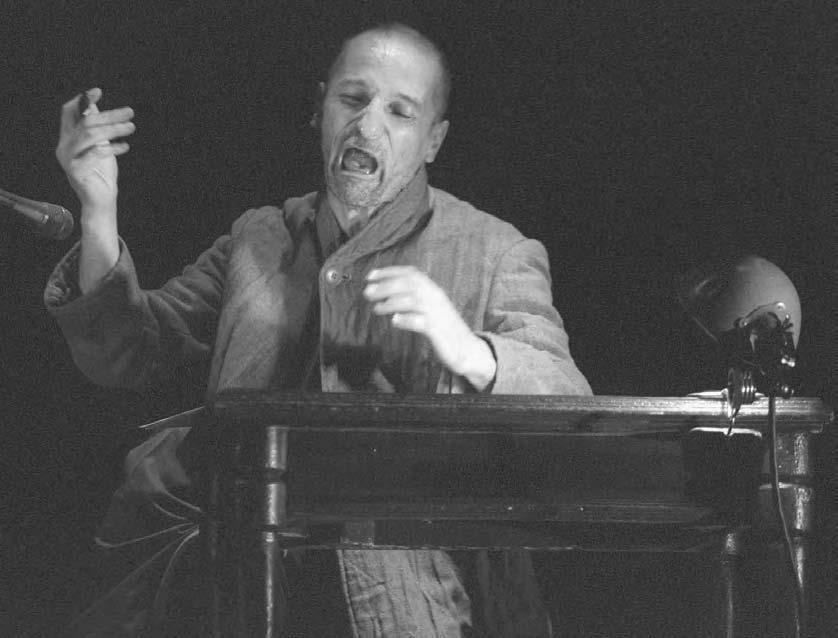 220 POP CULTURE RUSSIA! Actor and rock musician Petr Mamonov performs in the stage play Pushkin of Chocolate, staged in the Stanislavsky theater, 2001.