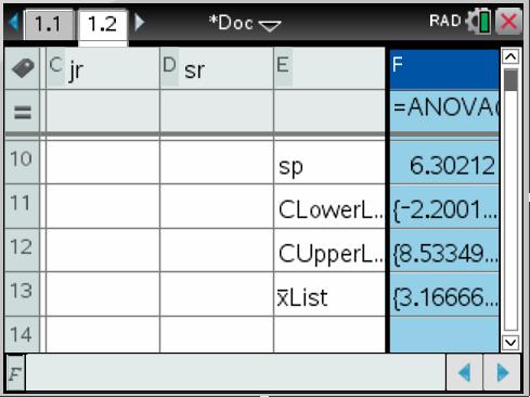 TI-Inspire manual 43 A source table can also be constructed from the information above The Within data row is filled with