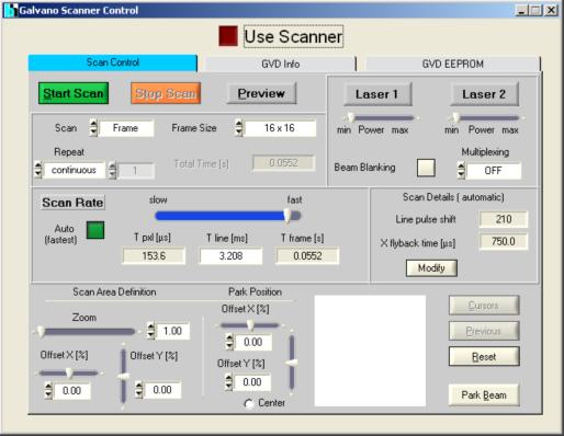Now the Scanner Control pop-up window appears.