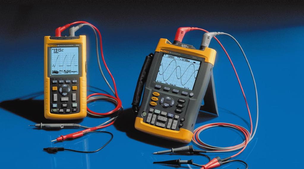 ScopeMeter 190 Series: Speed, performance and analysis power For the more demanding applications, the ScopeMeter 190 Series high-performance oscilloscopes offer specifications usually found on