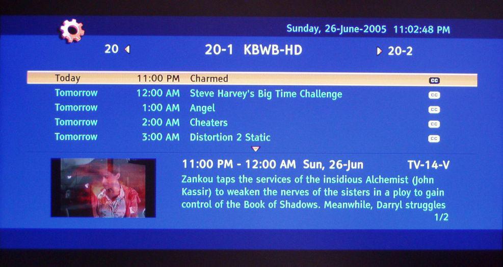 3.5 Program Information Press the GUIDE button on the remote and program information for the channel you are watching will be displayed on the screen with the live program content in a small window