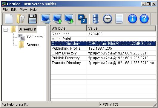 Screen Builder Basic Screenlist Configuration The following diagram shows basic configuration fields: Resolution - designates the pixel resolution for all screens in this Screenlist.