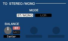 TO STEREO/MONO Here you can specify how the signal will be sent from the input channel to the STEREO bus / MONO bus.