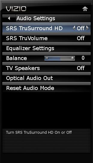 6 E320ME Adjusting the Audio Settings Using the Audio Settings menu, you can adjust the following: Enable or disable SRS TruSurround HD Enable or disable SRS TruVolume Adjust the equalizer settings