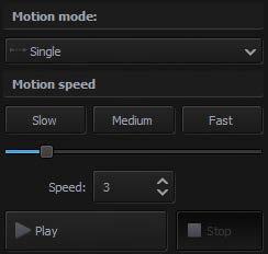 After selection of the motion mode, you are then allowed to select one of the three speed modes (slow, medium, or fast) as shown in the diagram below.