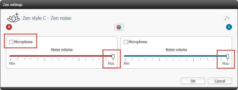 6. For Slot C: Select Noise and click on the Settings icon. Next, turn the noise volume slider up to the highest level. Deselect Microphone.