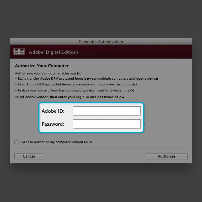 2. Click Authorize. 3. Click OK when Adobe finishes authorizing your computer.