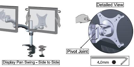To increase / decrease the pan / swing resistance, adjust the set screw located on