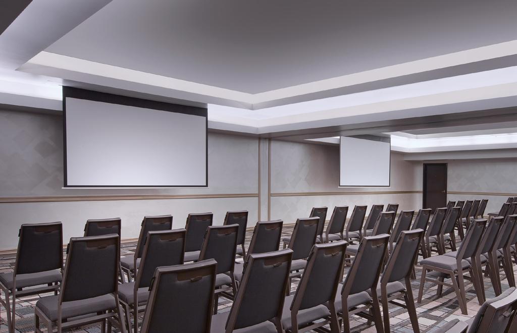 23m The Lagoon Room features three retractable widescreen format projection screens (2545mm x 1430mm), installed high performance Panasonic projectors and a versatile vision patching