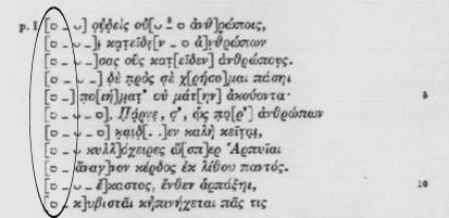 1. Metrical Breve 2692 This character represents a short syllable. Example 1 Euripides Trag., Bacchae Diggle, J., Euripidis fabulae, vol. 3 (Clarendon Press, Oxford, 1994) 323 2.