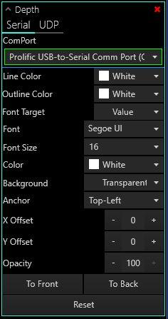 . Display Format With this group of settings, you can further customize how your depth overlay looks and its position on the screen. See Appearance and Positioning Options (pages 7 & 8) for details.