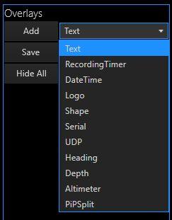 . Overlay Types - This drop-down menu displays a list of available overlays. Add the selected overlay by pressing the Add button () to the left of the menu.
