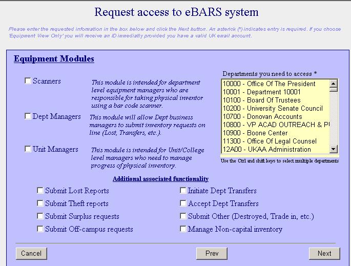 USER ACCESS To obtain an ID and password to ebars On the ebars Website Go to the ebars website or to the UK Site Index. Select E, then ebars. NEW USER 1.
