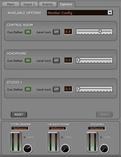 Studio Section The Studio output section has a dedicated source select bank, metering, and a level knob.