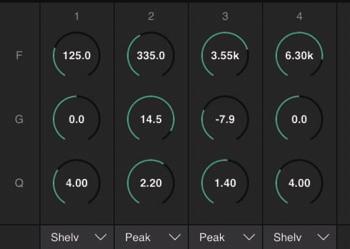 Double tap to return this value to 16 khz EQ Turns the EQ on (green) or off. You can choose from the following four EQ algorithms.