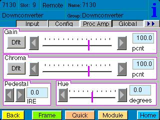 The Proc Amp menu shown below allows you to adjust the following video processing parameters for the signal: Gain adjust the percentage of overall gain (luminance and chrominance).