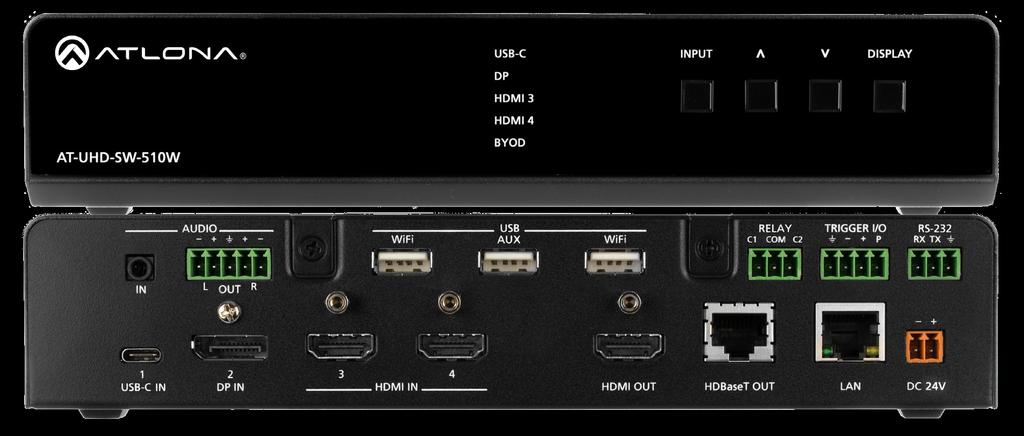 Introduction The Atlona is a 5x1 multi-format switcher with wireless presentation capability.