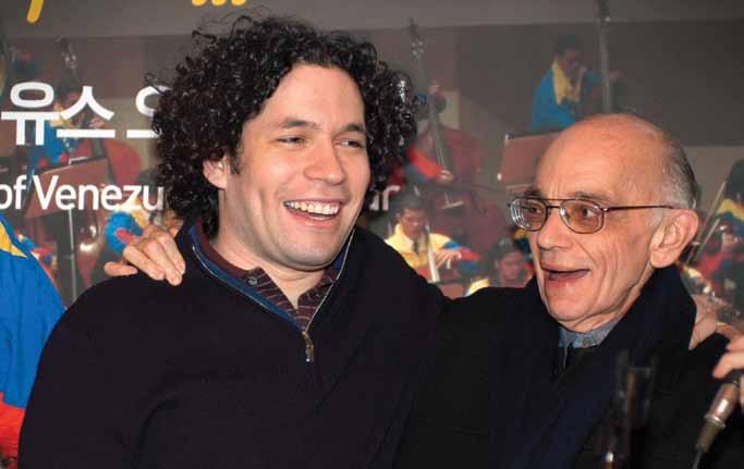 José Antonio Abreu proud of his pupil, Gustavo Dudamel, during the tour of Korea, 2008 Your project was nationalistic right from the start.