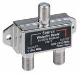 Amplifier PA9671 Combines signal from satellite dish and UHF/VHF antenna into single coax cable output.