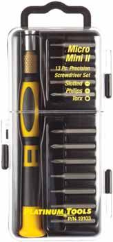 We Make Connections EZ! Precision Screwdriver 33 Piece Set. Includes tips for slotted, Phillips, Pozi drive and Torx screwdrivers along with hex sockets.