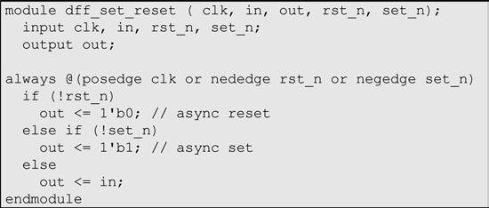 38 2 Clocks and Resets Fig. 2.36 Verilog RTL for the flop with async reset and async set 2.