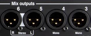 4.2 Local Output Connections Pin2 = hot Group, Mix, Matrix outputs Balanced XLR line level outputs for the mono and stereo mixes, for example to feed monitor amplifiers, external processing devices,