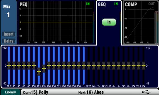 GEQ (graphic equaliser) The Graphic EQ is a popular tool for tuning out resonant frequencies in PA systems, for example when ringing out monitor speakers.