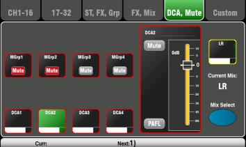 For QuPac, use the Channel / DCA, Mute screen 2. While in any Routing screen, press the Fn key to open the Mute/DCA view. Touch the Mute master buttons in the Masters tab.